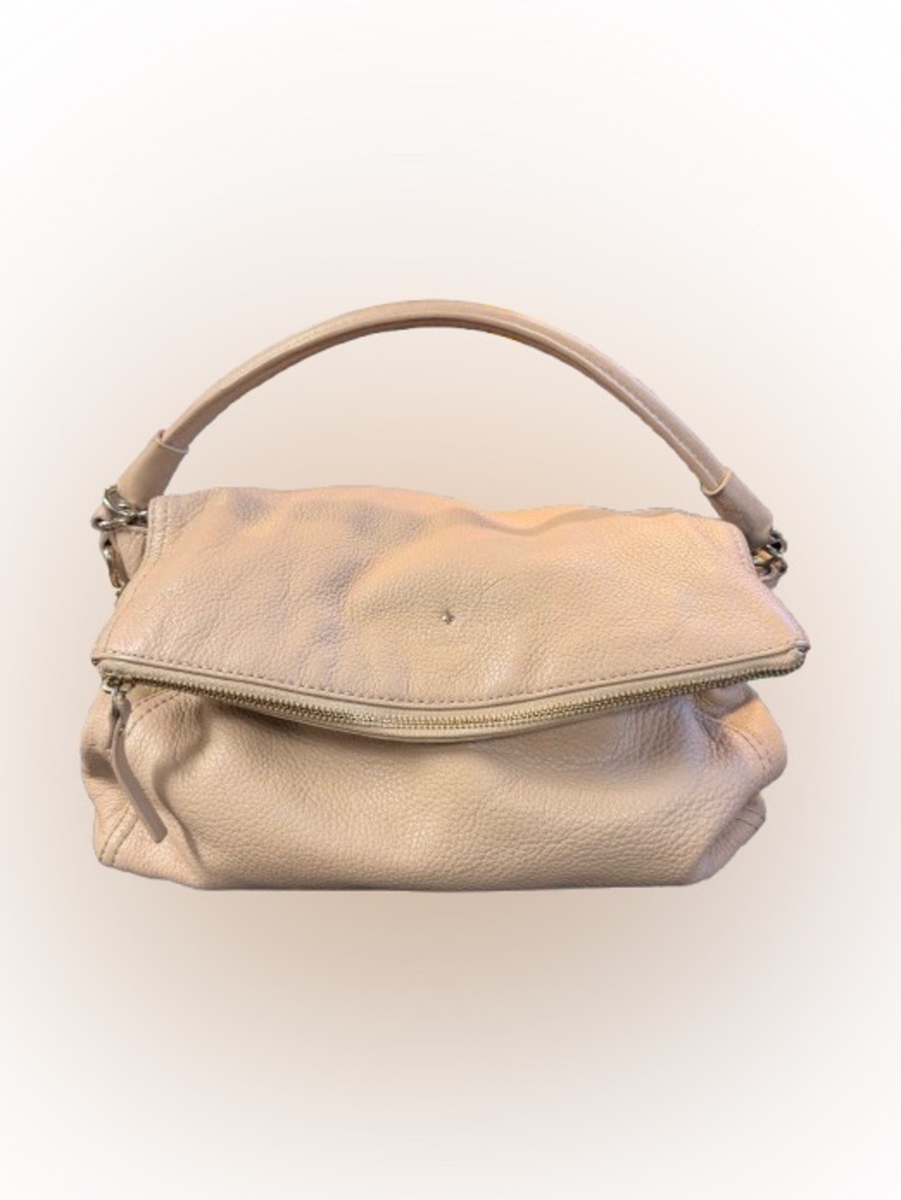 Kate Spade New York Pebbled Leather Foldover Shoulder Bag Blush Nude 14x10